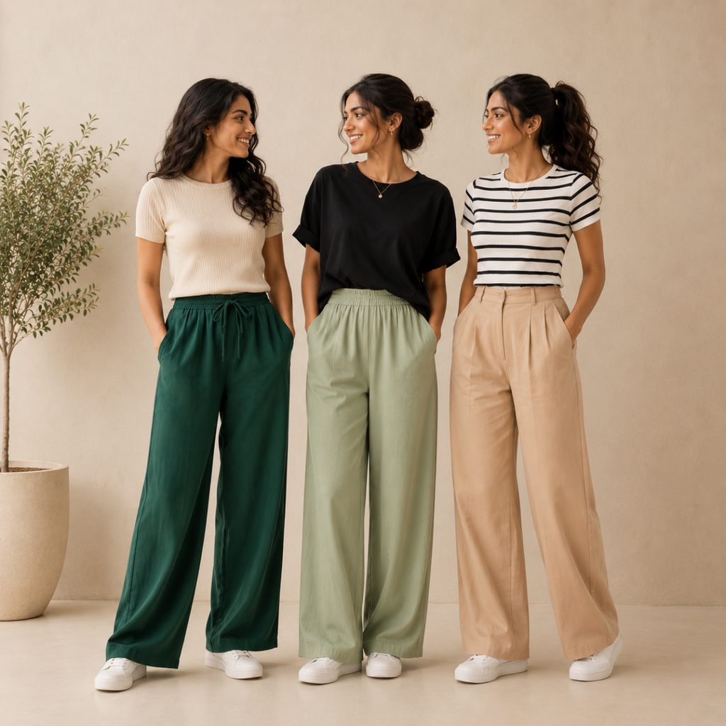 Pack of 3 Women Cotton T-Shirt Trouser Set (T-15)