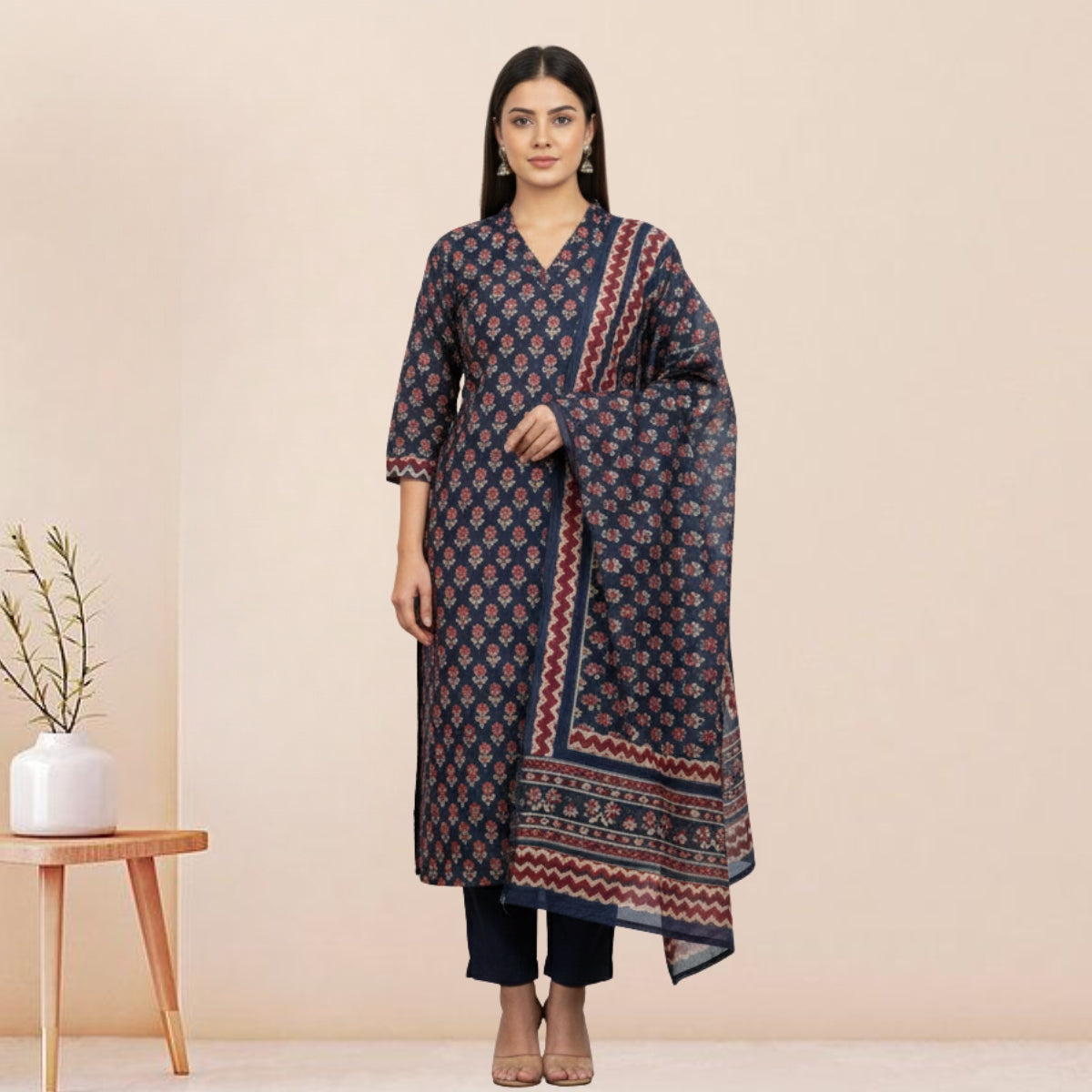 3 Cotton Kurtis with Pant & Dupatta |C-04