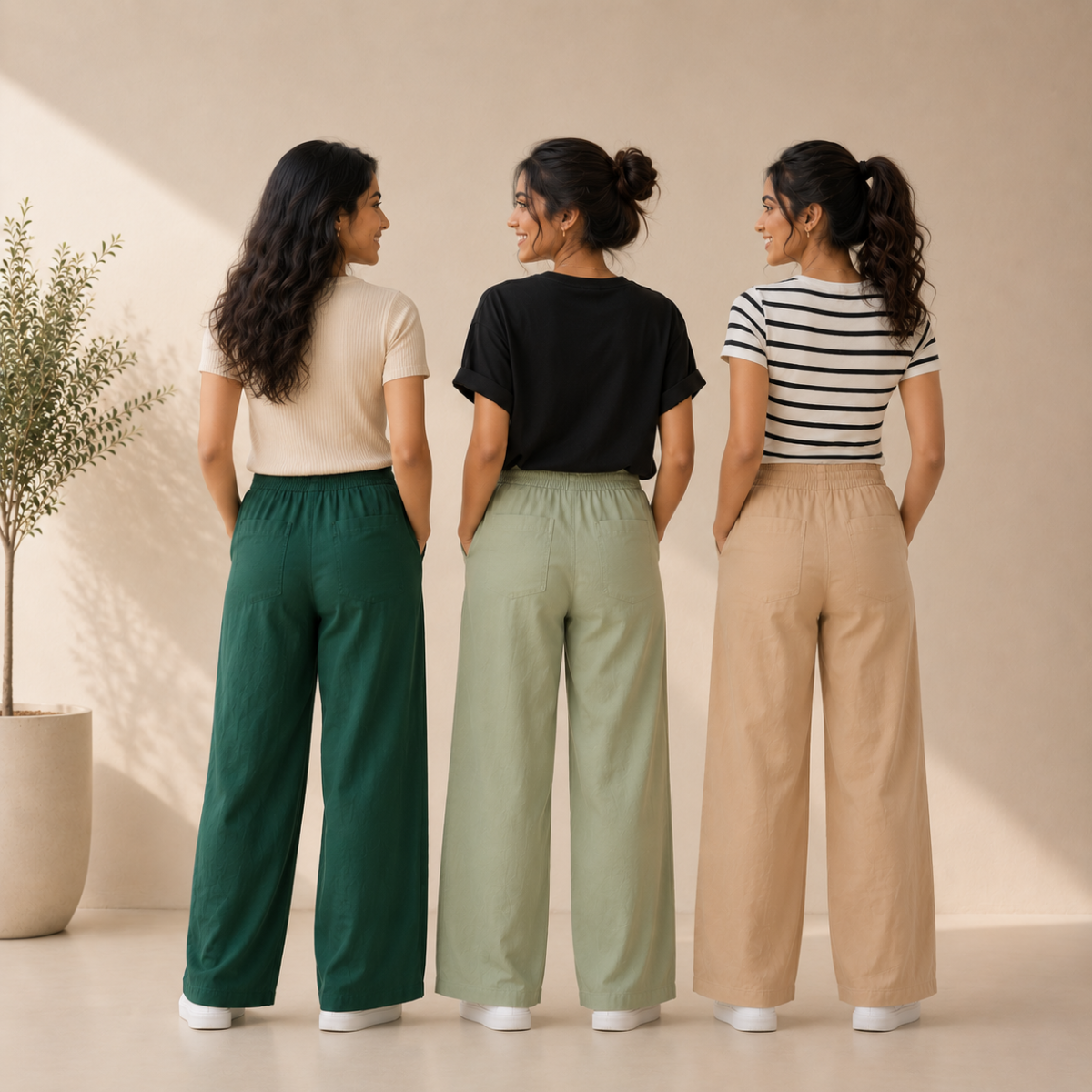 Pack of 3 Women Cotton T-Shirt Trouser Set (T-15)