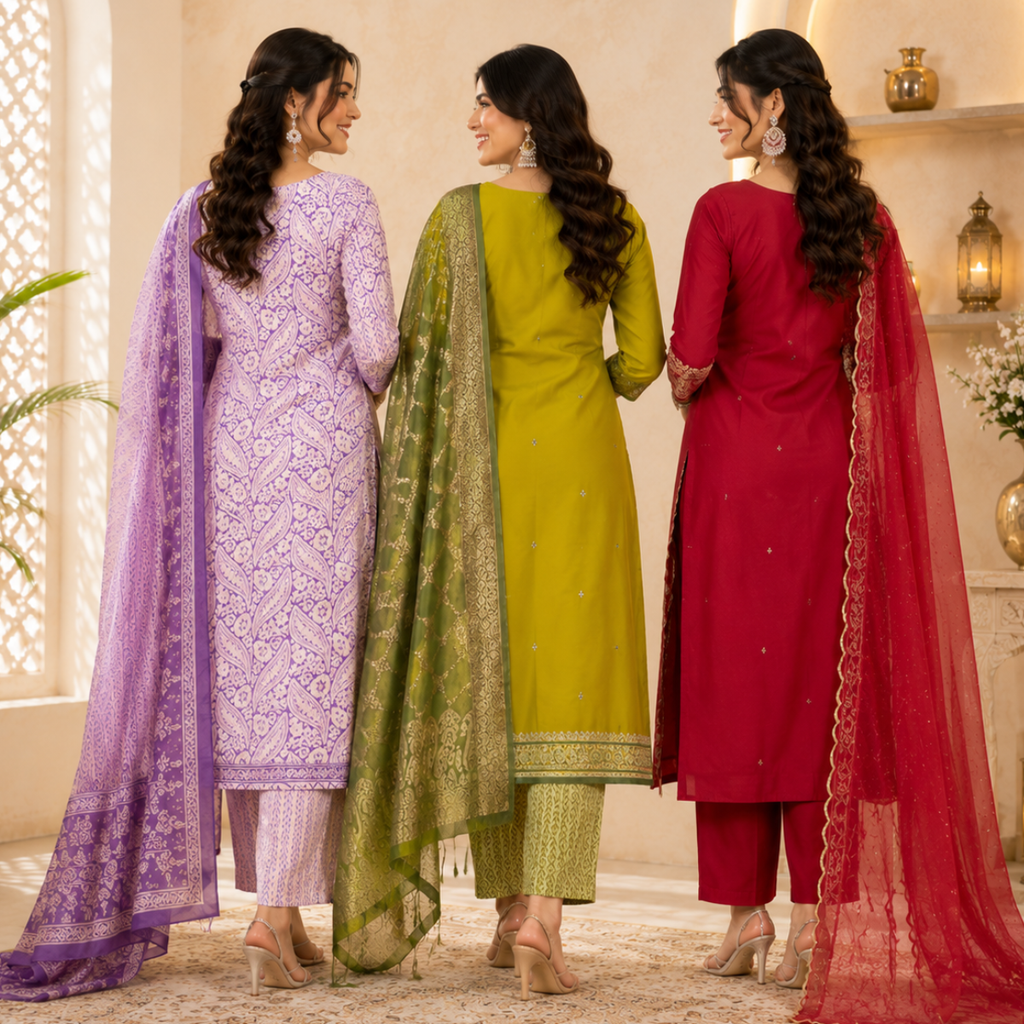 3 Kurta Set With Dupatta - Perfect For Every Occasion ( D-5 )