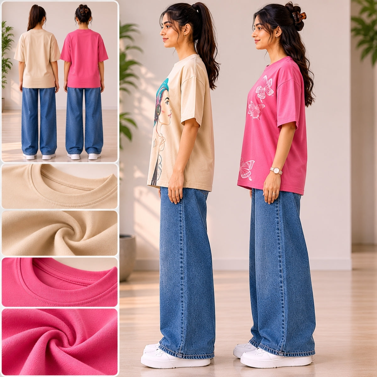 Pack of 2 Casual T-Shirts | Oversized Printed T-Shirt Combo Pack | TT-012
