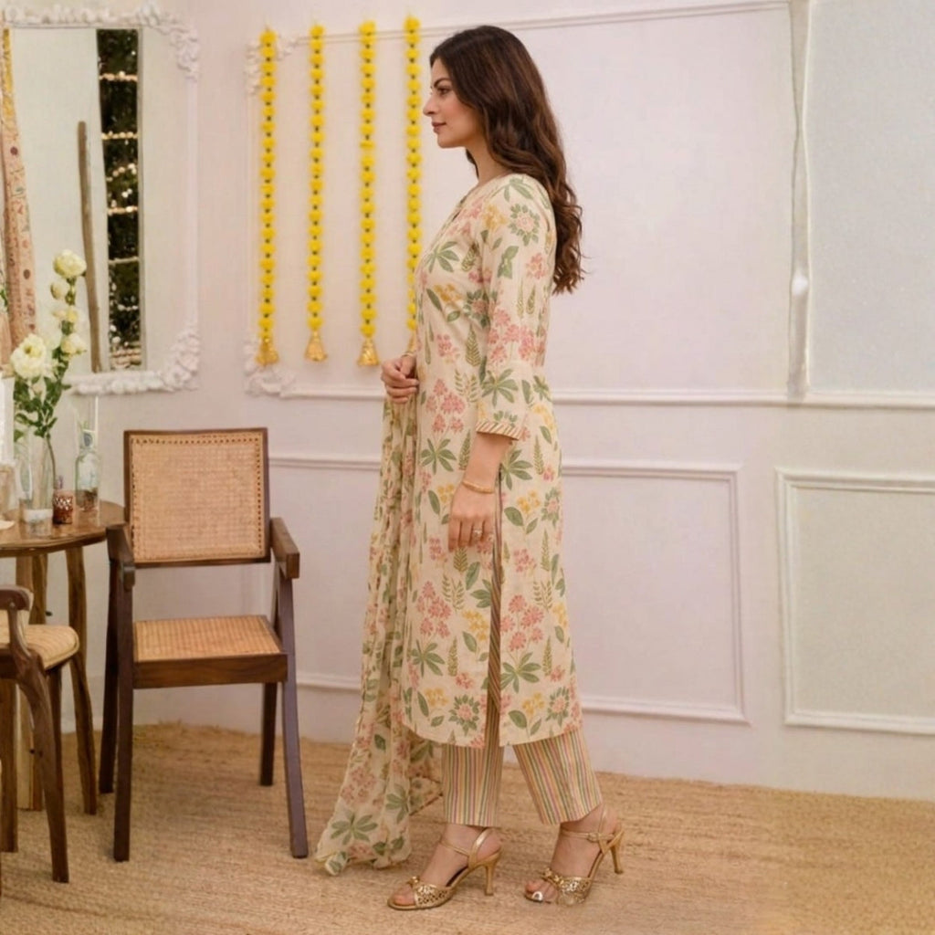 3 Combo Set Kurta, Pants With Dupatta | KS-02
