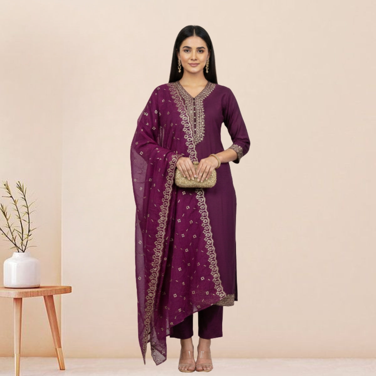 3 Cotton Kurtis with Pant & Dupatta | C-08