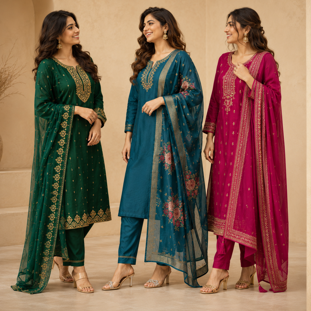 3 Kurta Set with Dupatta - Comfort For Every Occasion & Daily Wear ( D1 )
