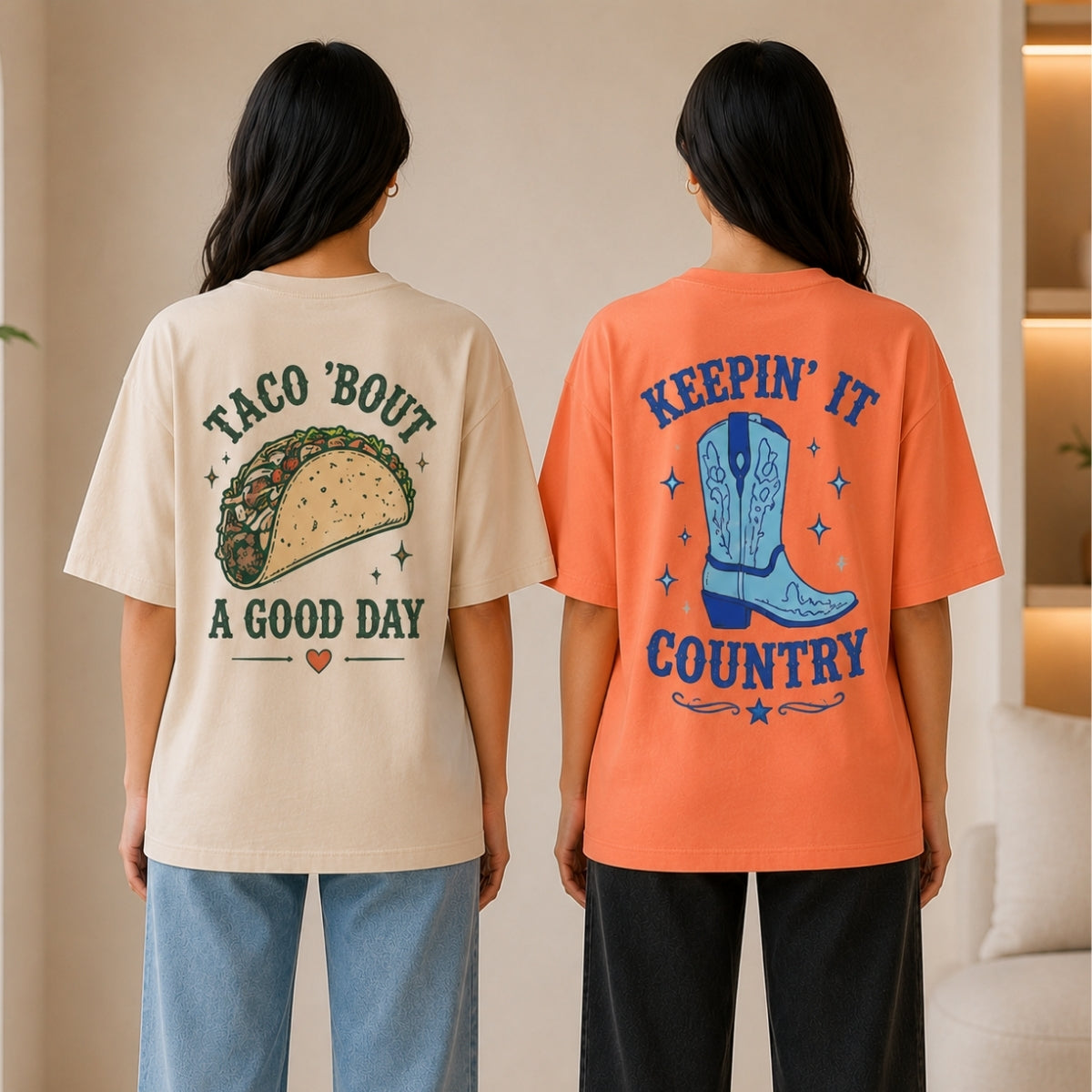 Pack of 2 Casual T-Shirts | Oversized Printed T-Shirt Combo Pack | TT-014