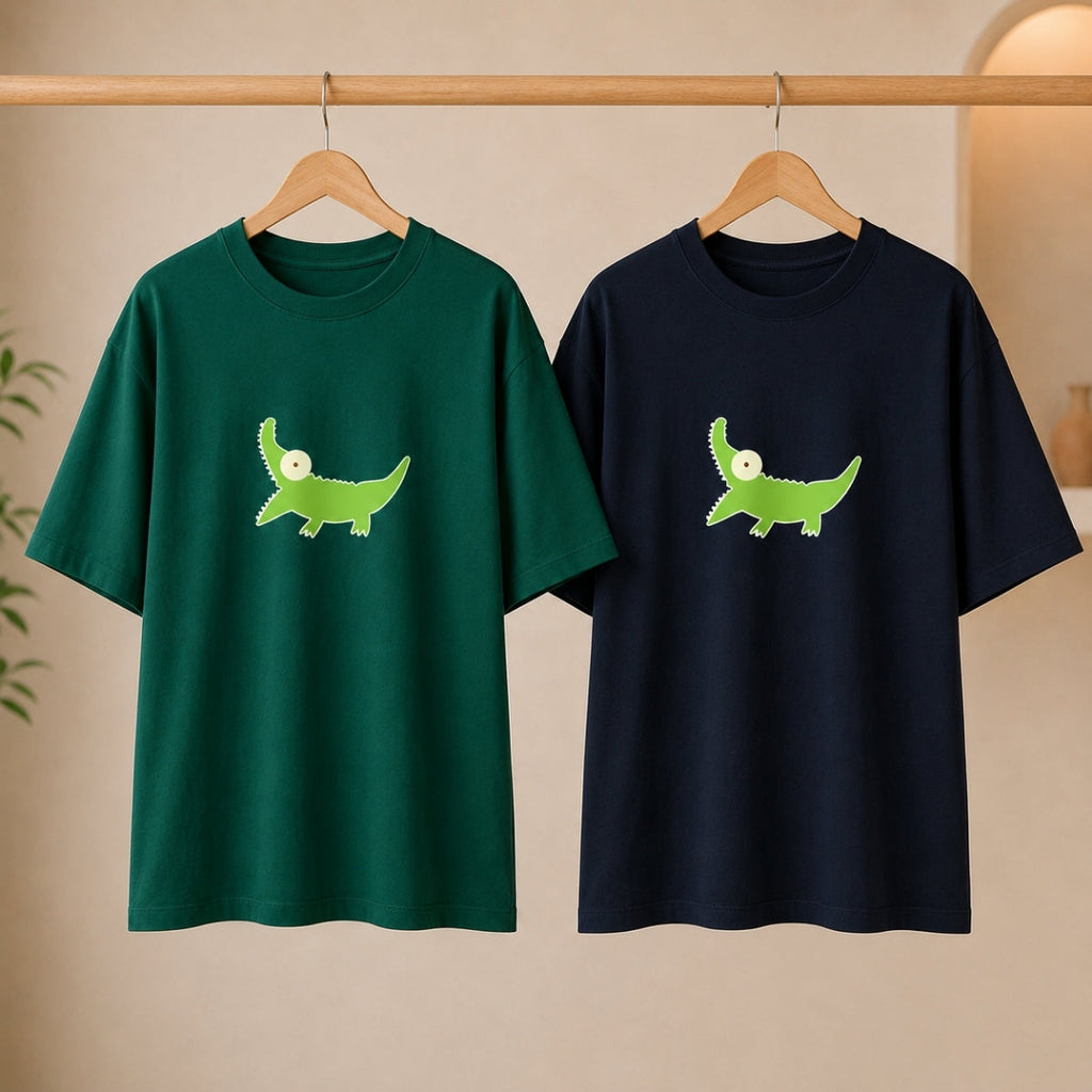 Pack of 2 Casual T-Shirts | Oversized Printed T-Shirt Combo Pack | TT-013