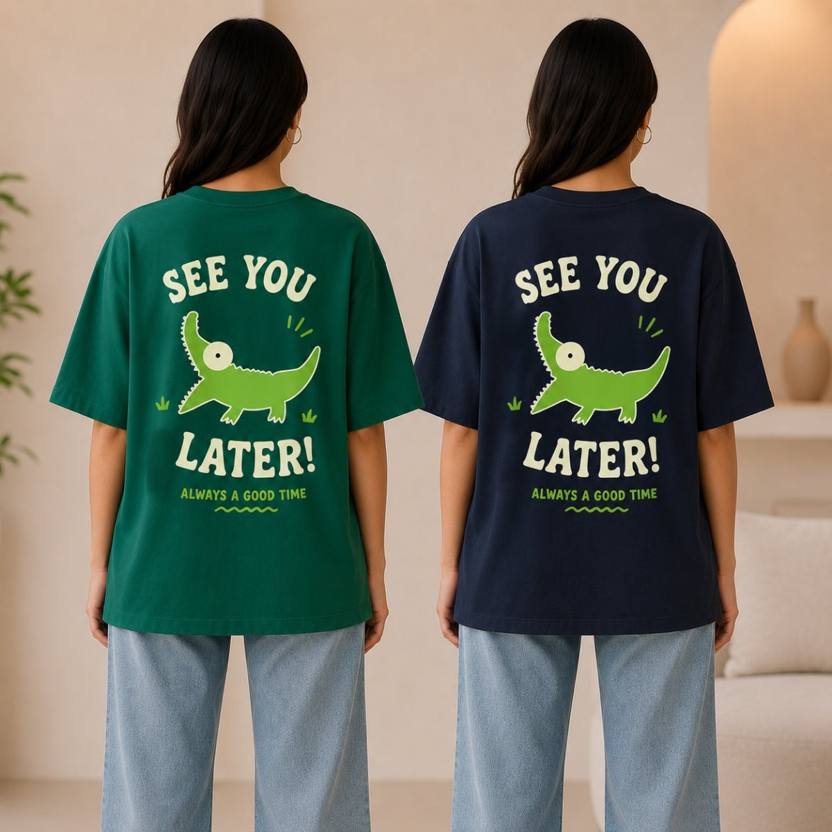 Pack of 2 Casual T-Shirts | Oversized Printed T-Shirt Combo Pack | TT-013