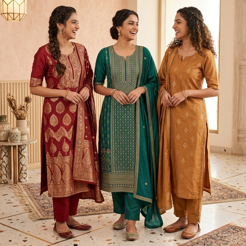 3 Kurta Set With Dupatta - Perfect For Every Occasion ( D-2 )