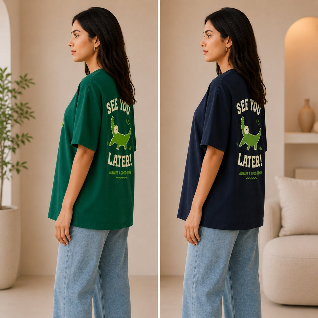 Pack of 2 Casual T-Shirts | Oversized Printed T-Shirt Combo Pack | TT-013