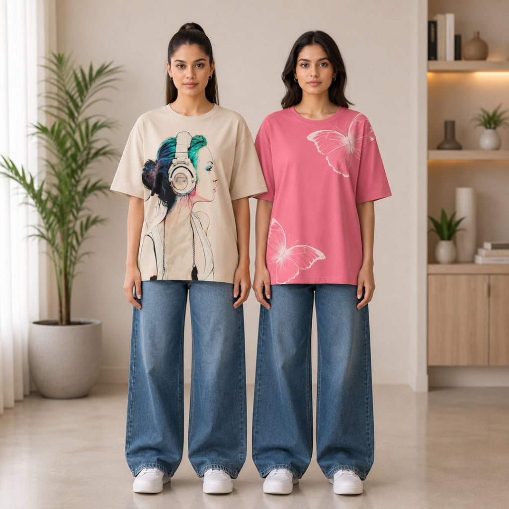 Oversized Printed T-Shirt Combo Pack | 2 T-Shirts | TT-02