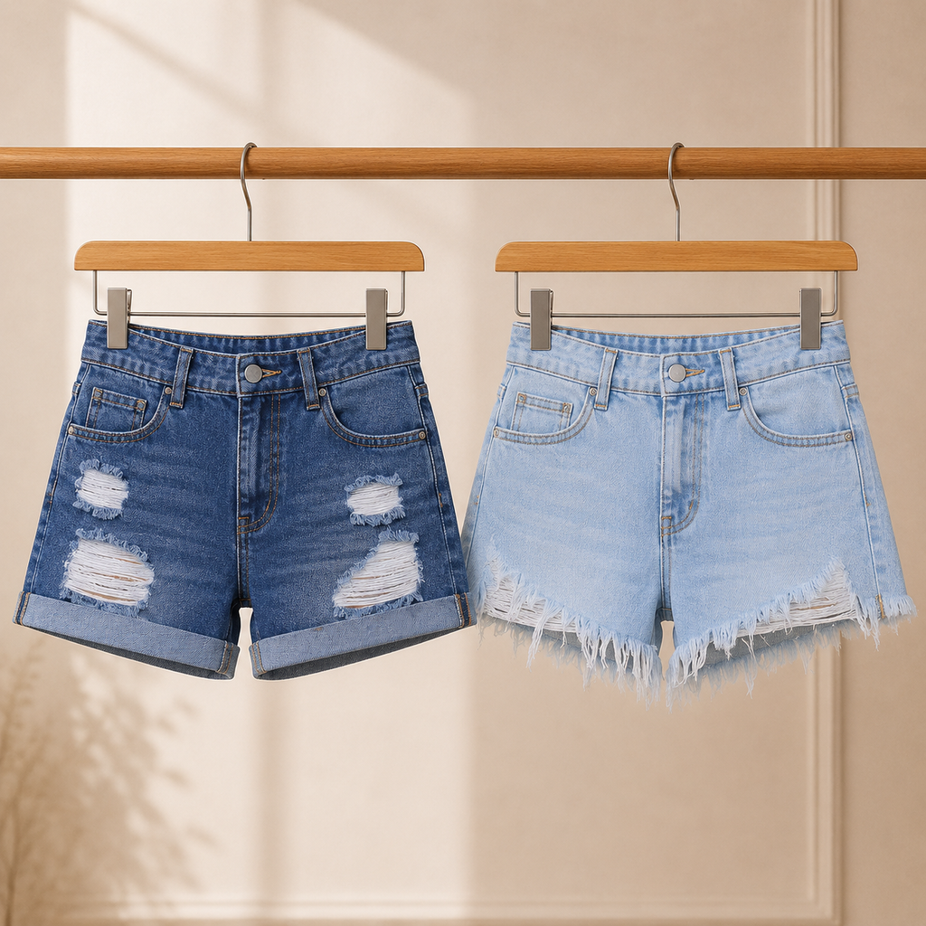 Women’s Denim Casual Shorts | Pack of 2 | High Waist Distressed Daily Wear Shorts
