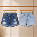 Women’s Denim Casual Shorts | Pack of 2 | High Waist Distressed Daily Wear Shorts