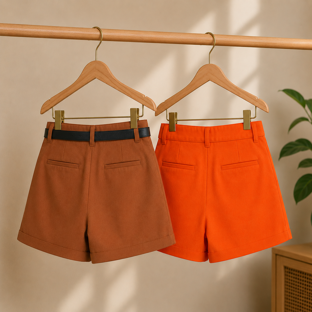 Women’s High Waist Casual Shorts | Pack of 2 | Solid Color Everyday Wear Shorts