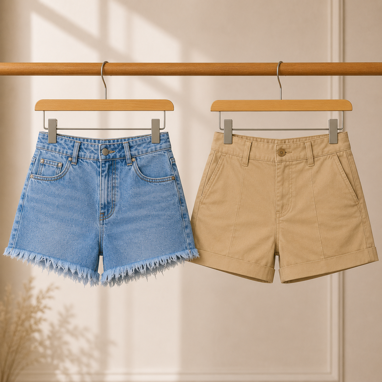 Women?s Casual Summer Shorts | Pack of 2 | High Waist Denim & Cotton Shorts Pack