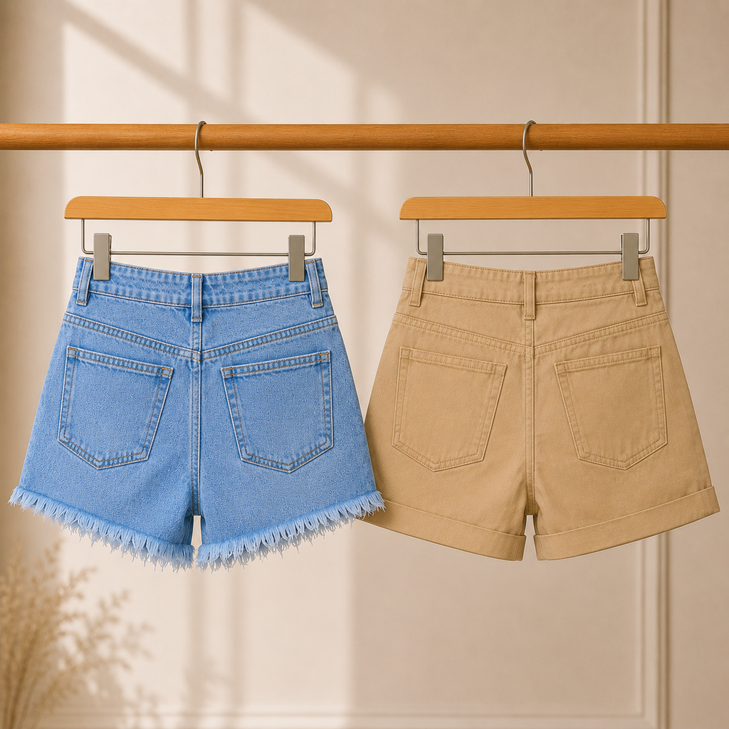 Women?s Casual Summer Shorts | Pack of 2 | High Waist Denim & Cotton Shorts Pack