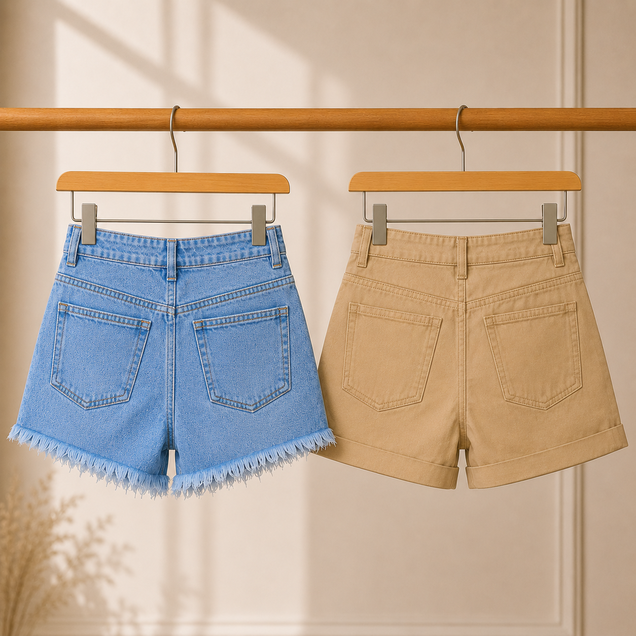 Women?s Casual Summer Shorts | Pack of 2 | High Waist Denim & Cotton Shorts Pack
