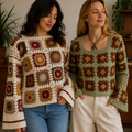 Women?s Crochet Knit Sweaters | Pack of 2 | Full Sleeve Casual Handmade Pattern Tops