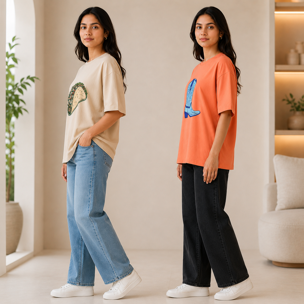 Oversized Printed T-Shirt Combo Pack | Pack of 2 Casual T-Shirts | TT-04