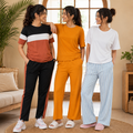 Pack of 3 Women Cotton T-Shirt Trouser Set (T-4)