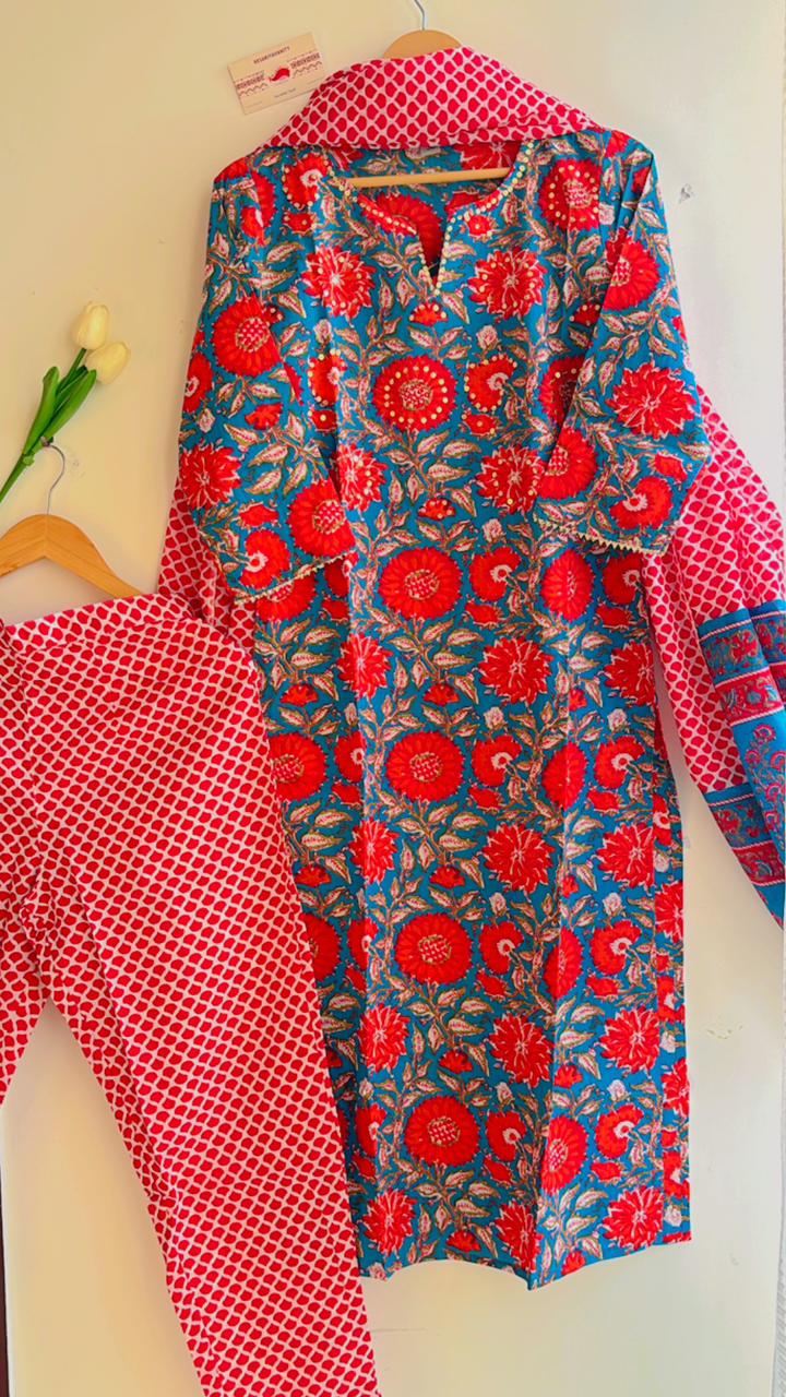 Blooms in Blue Elegance Suit Set