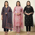 3 Cotton Kurtis with Pant & Dupatta |C-04